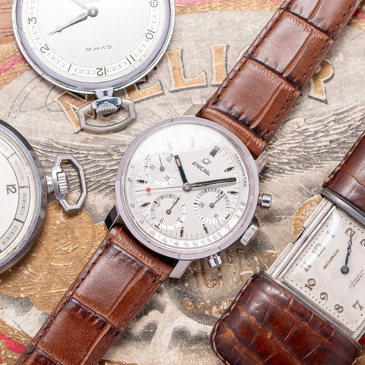 1970s Enicar 'Garnix' Chronograph Silver Dial Valjoux 72 36.5mm