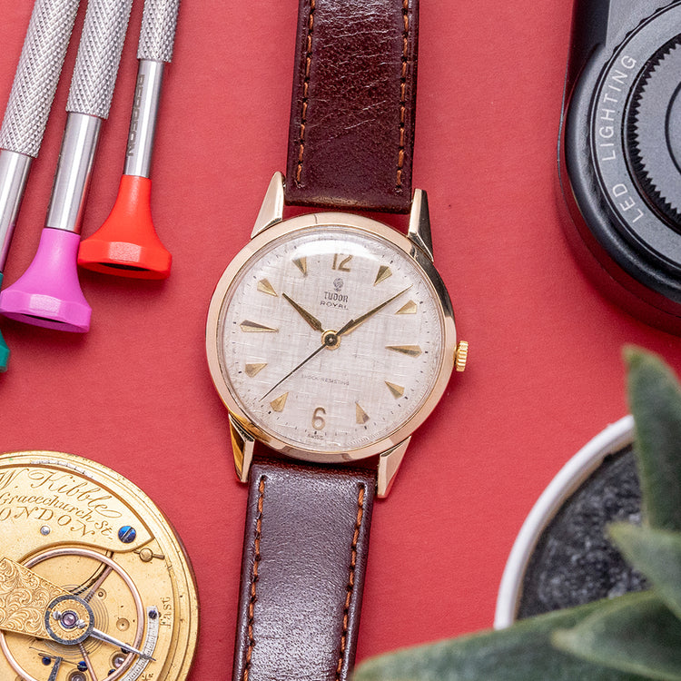 1962 Tudor Royal 9ct Gold Linen Dial 32mm Mechanical