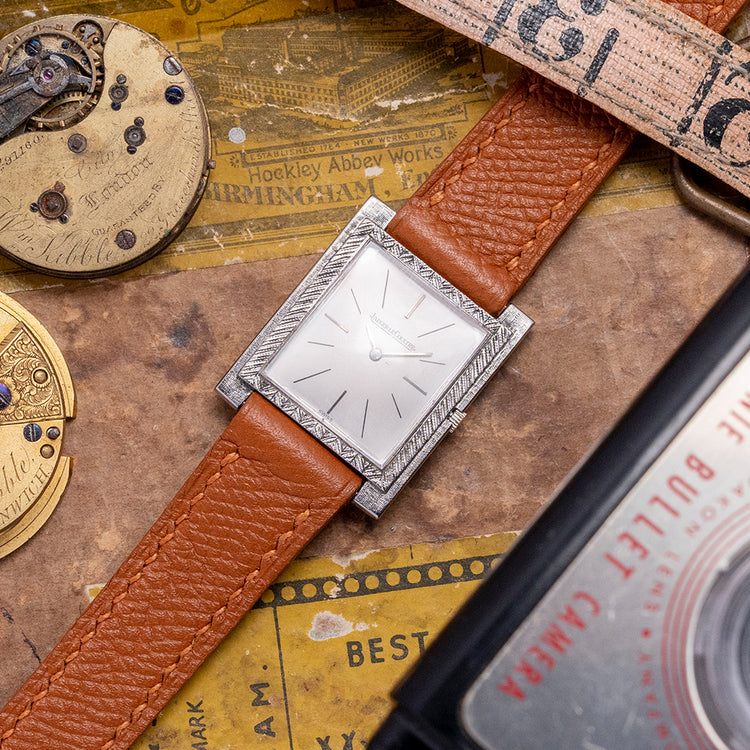 1970s JLC 'Tank' 18ct White Gold Textured 25x30.5mm 4421