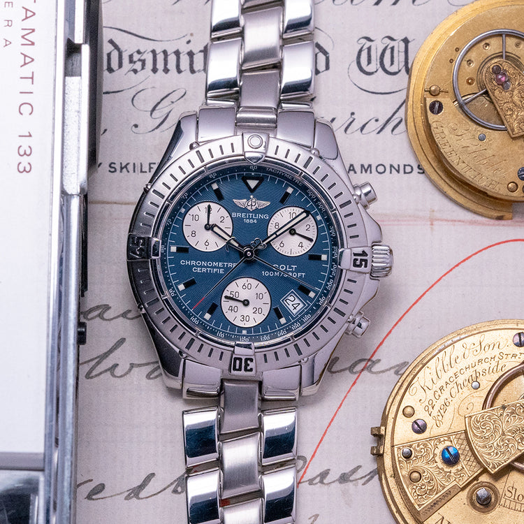 2000s Breitling Colt Chronograph Blue Quartz A73350