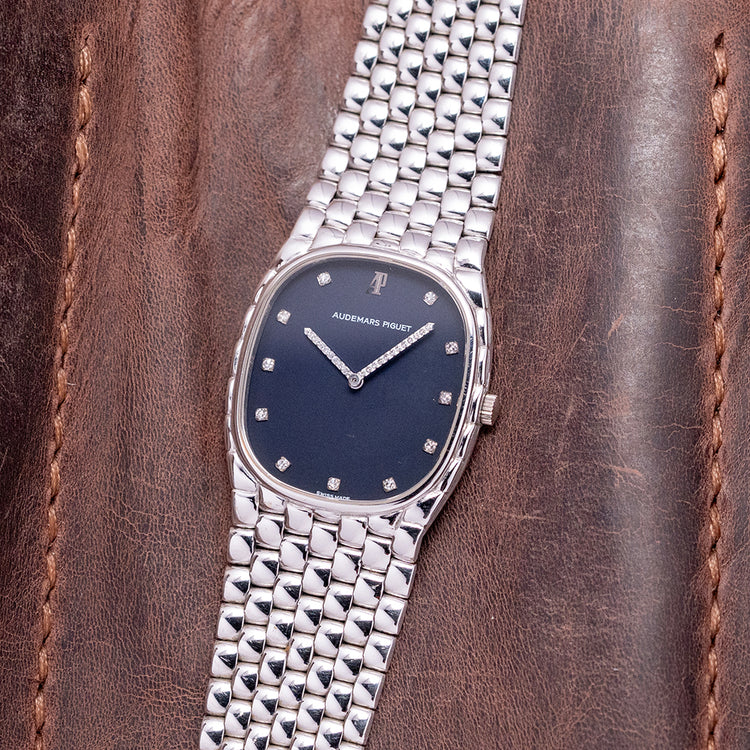 1980s Audemars Piguet Cobra 18ct White Gold Diamond Hands 28mm