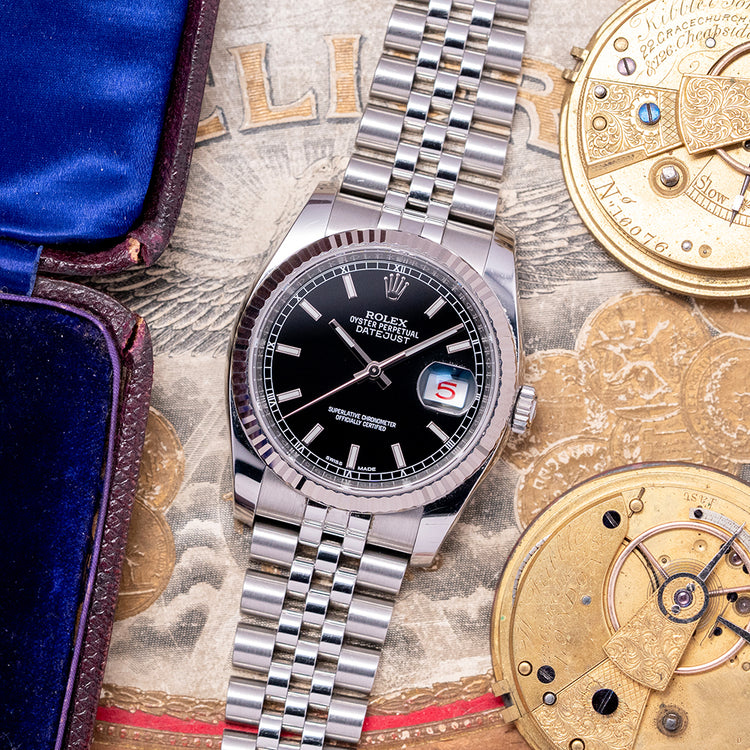 2018 Rolex Datejust Black 36mm Jubilee Roulette Date 116234