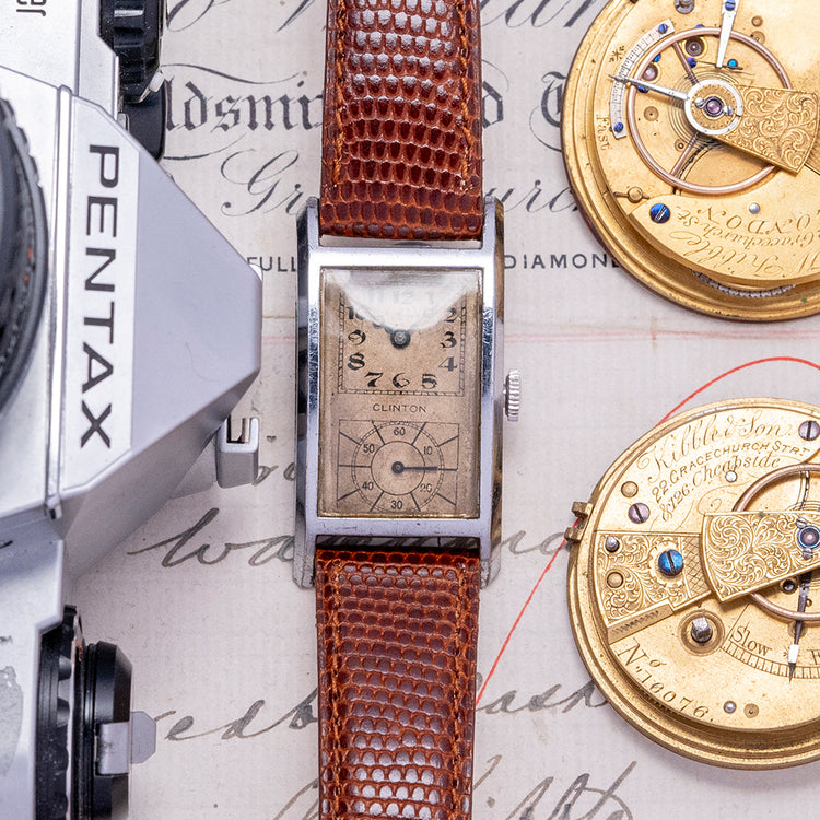 1930s Clinton Doctors Duo-Dial "Tank" Manual 22.5mm/42.5mm