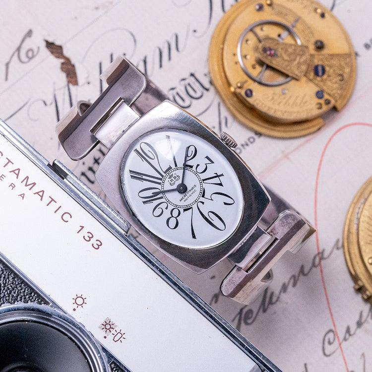 Ladies 1960s "RB" .925 Sterling Silver Bangle Watch