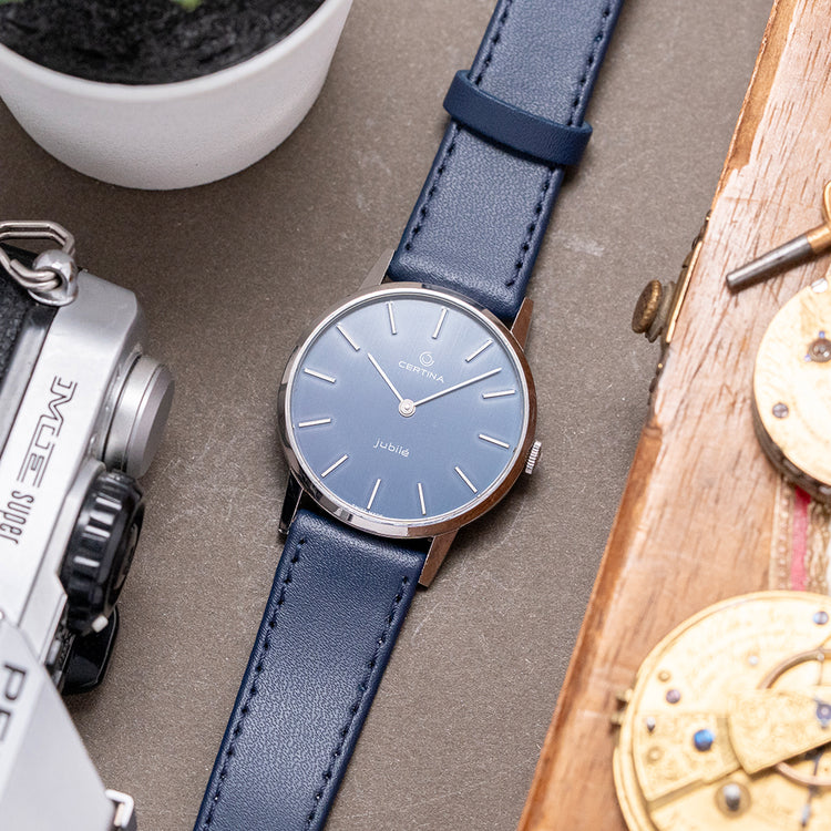 1970s Certina Jubile Blue Dial Manual Cal. 396 Steel 34mm
