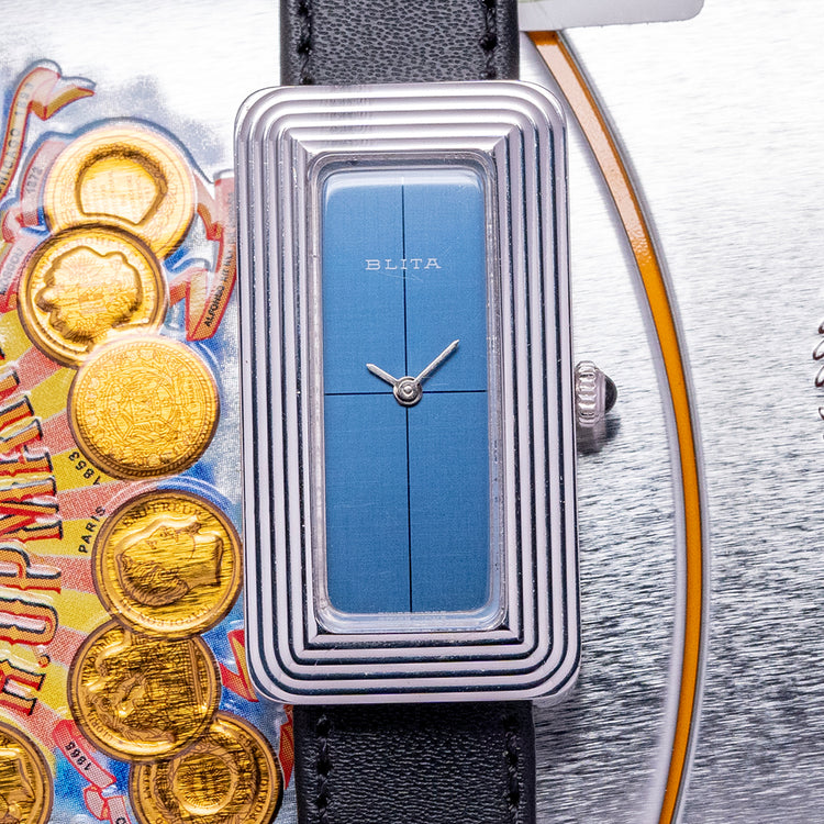 1970s Near New Old Stock Blita Blue "Cristallor" Mechanical