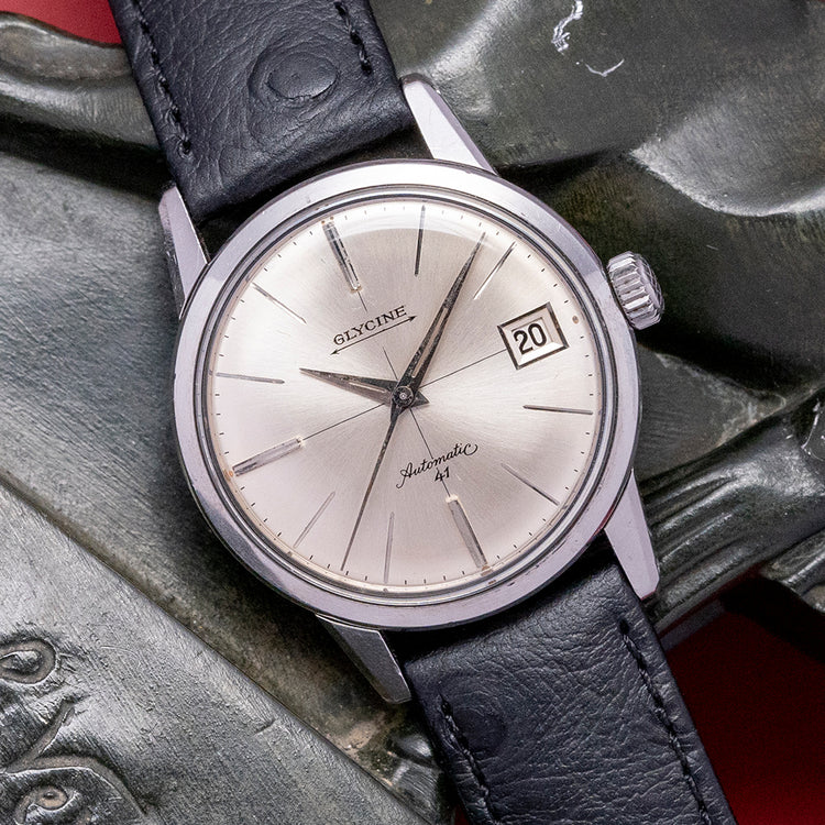 1950s Glycine Automatic 41 ETA 2452 Date Crosshair Dial 34mm