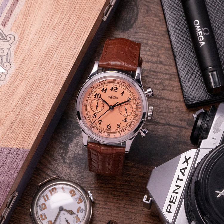 2022 Time This Salmon Dial Meca-Quartz Chrono 38mm