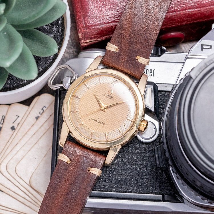 1954 Omega Seamaster Automatic Waffle Gold Capped 34mm 2846-3 SC