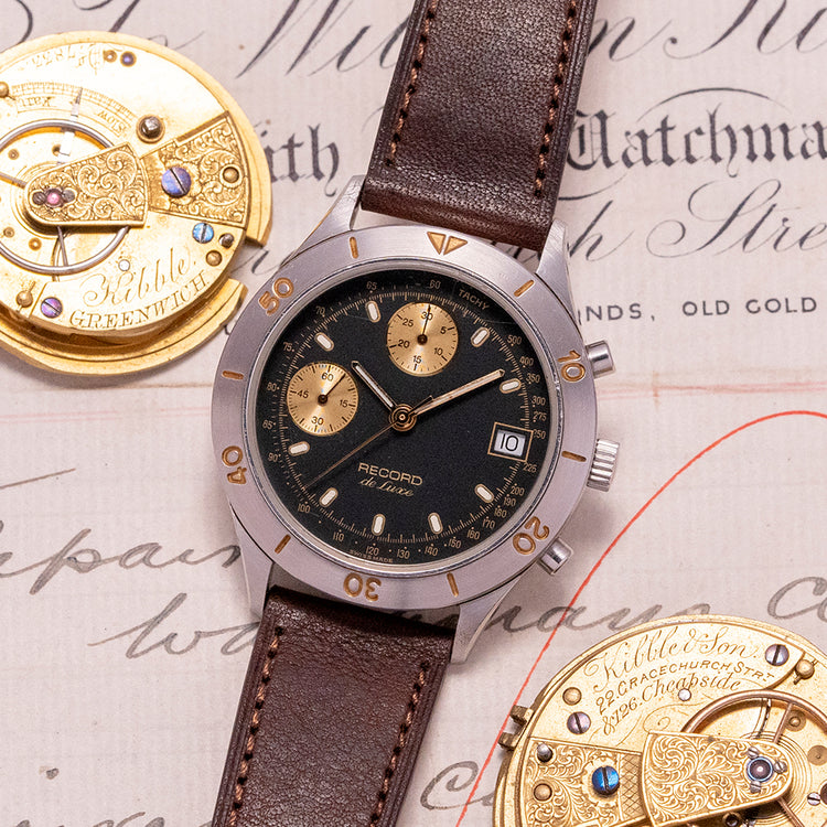 1990s Record "De Luxe" Chronograph 38mm Valjoux 7765