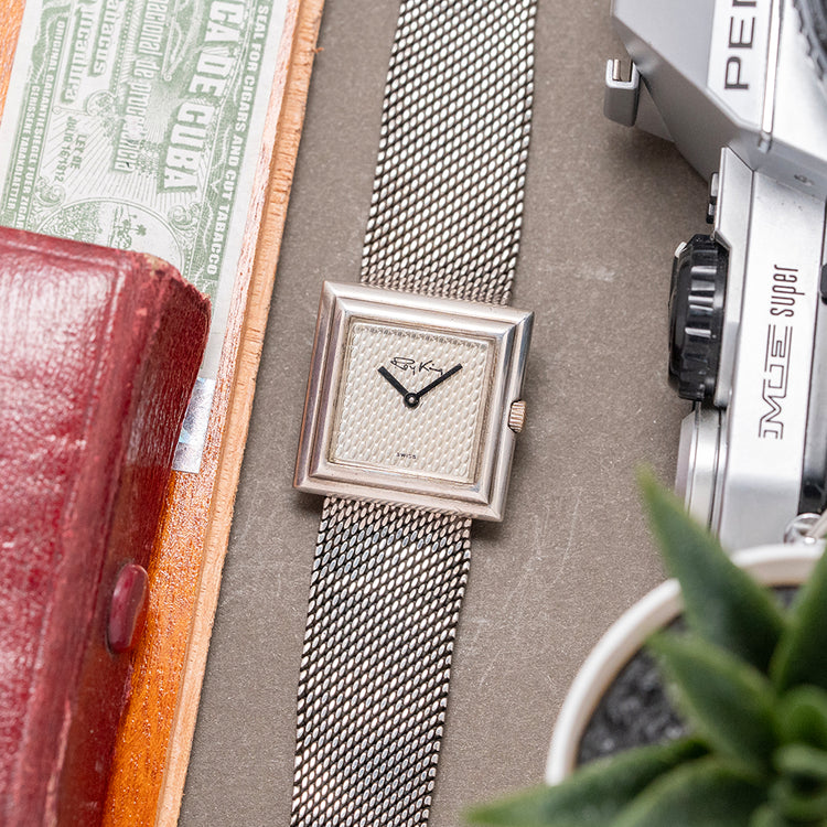 1974 Roy King .925 Sterling Silver Square Case on Bracelet 28mm