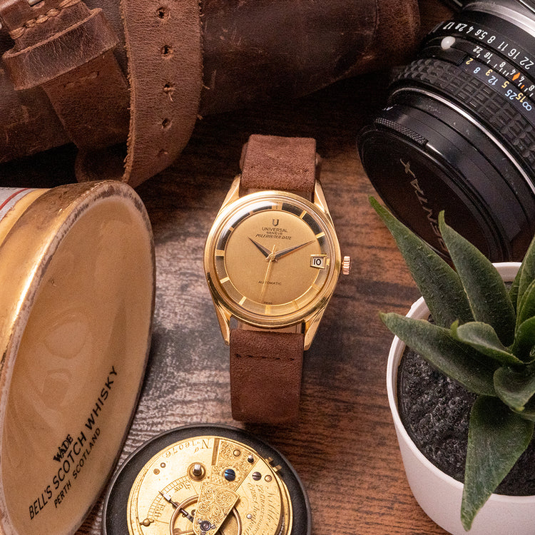 1960s Universal Geneve Polerouter Date Automatic 18ct Yellow Gold