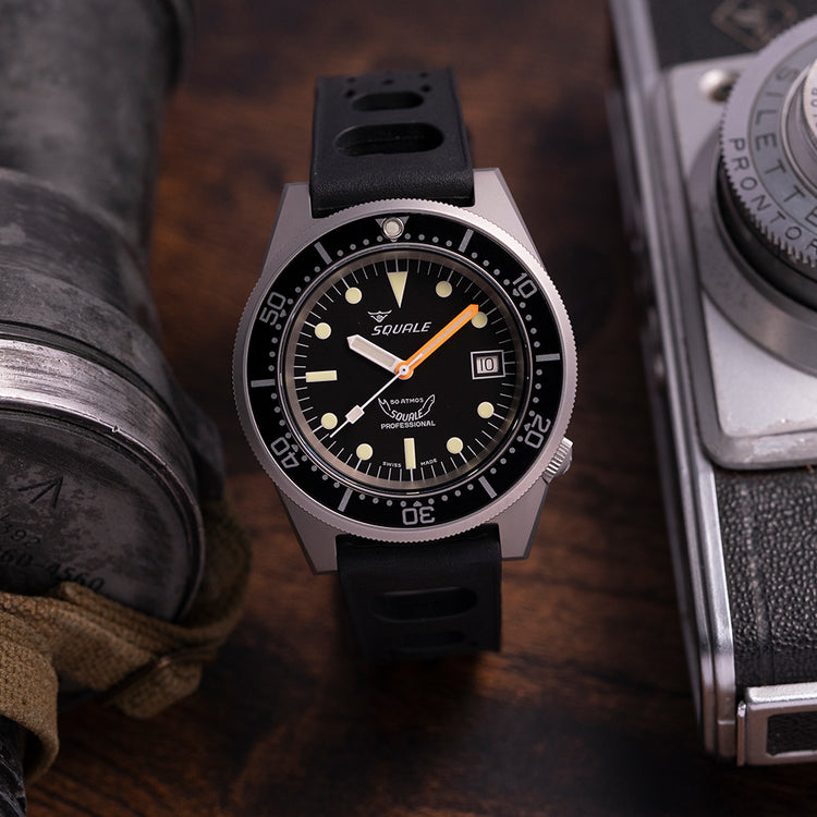 2023 Squale 1521 Black Blasted on Rubber 1521BKBL.NT