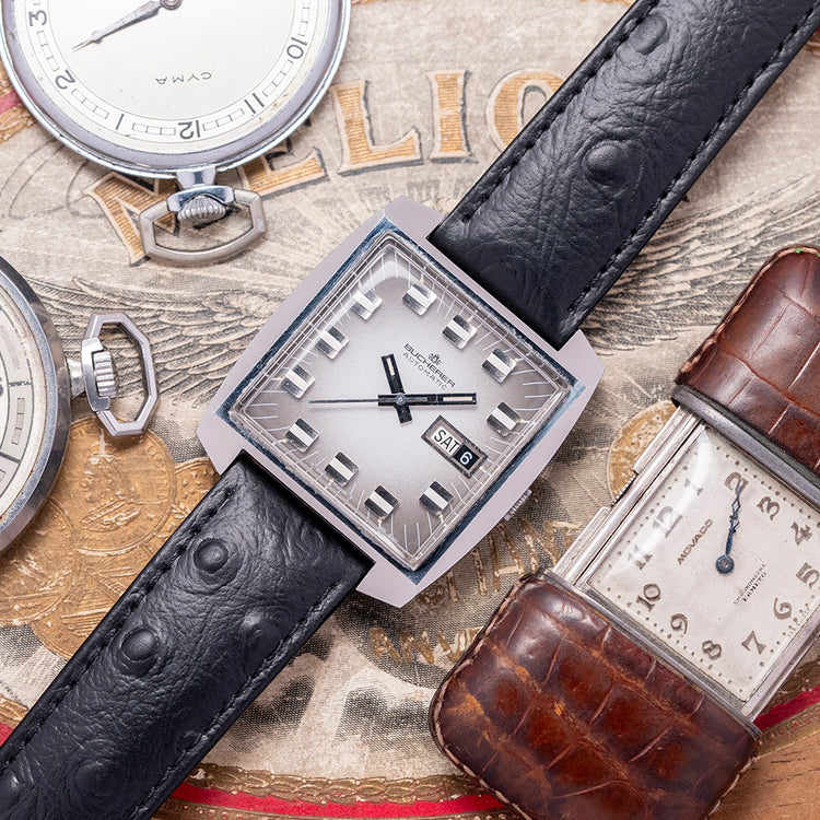 1970s Bucherer Automatic Smoke Grey Dial TV-Case 35mm