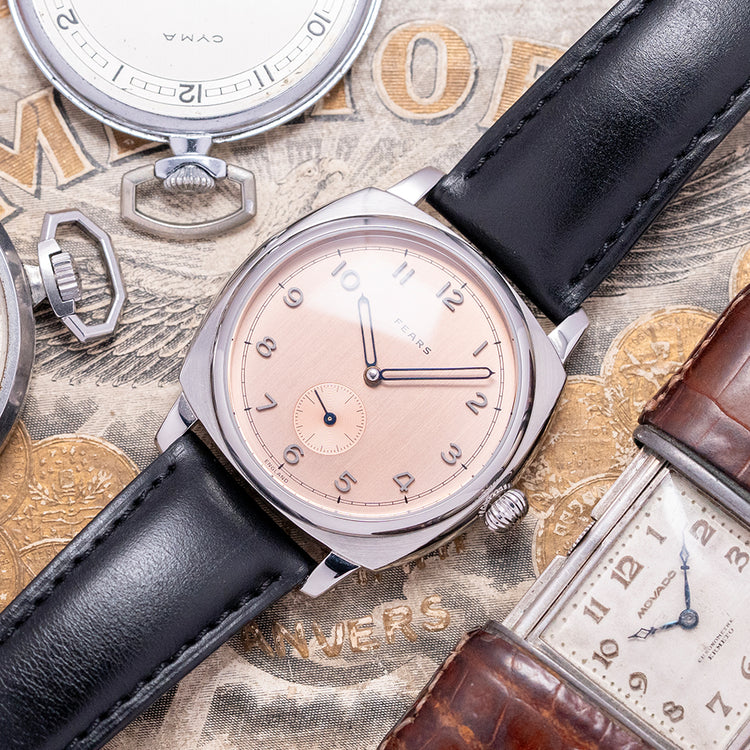 2021 Fears Brunswick Salmon Dial 38mm Exhibition Back