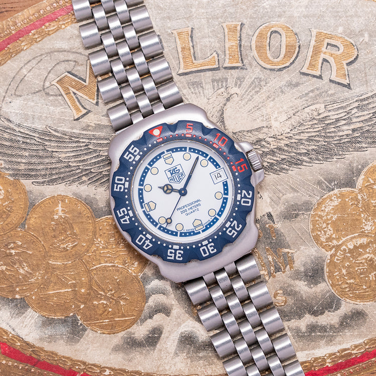 1990s TAG Heuer Professional Formula 1 White/Blue 35mm WA1219