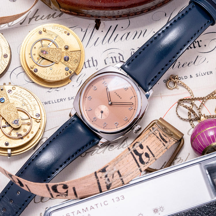 2022 Fears Brunswick Salmon Dial 38mm Exhibition Back