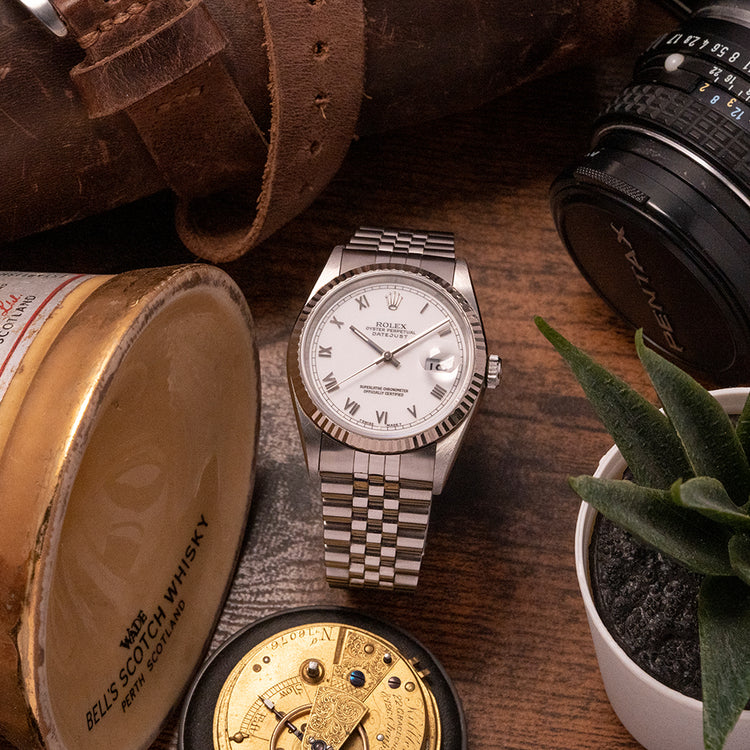 1995 Rolex Datejust 36mm White Roman Dial 16234