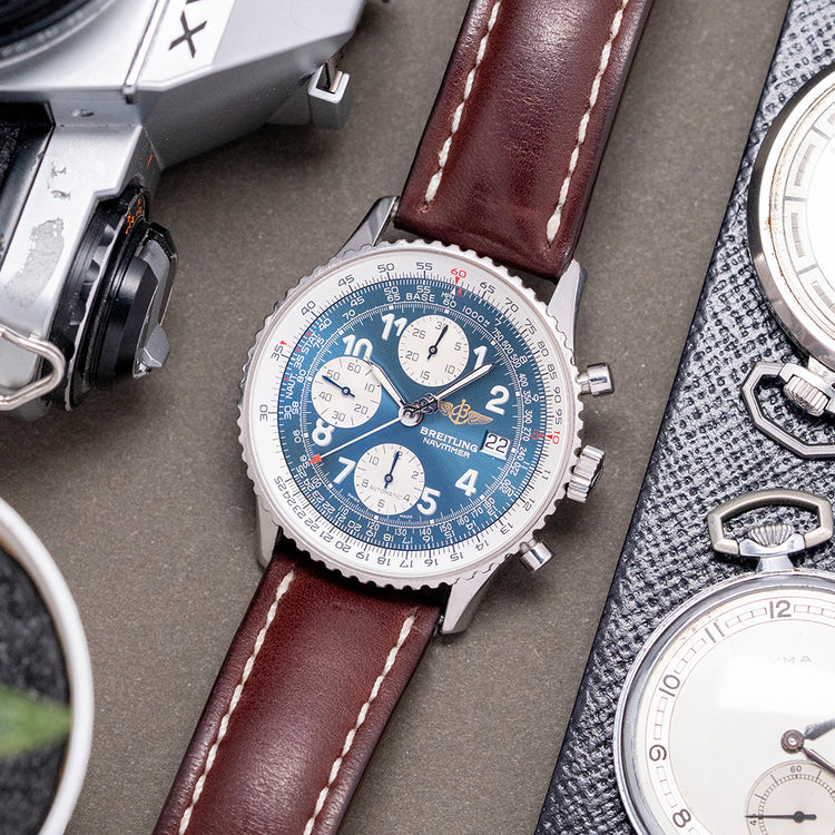 1990s Breitling Old Navitimer II Automatic Blue Arabic 41mm A13022