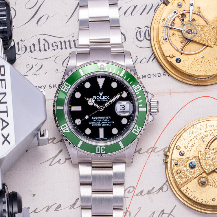 Factory Stickered 2007 Rolex Submariner "Kermit" Green 16610LV