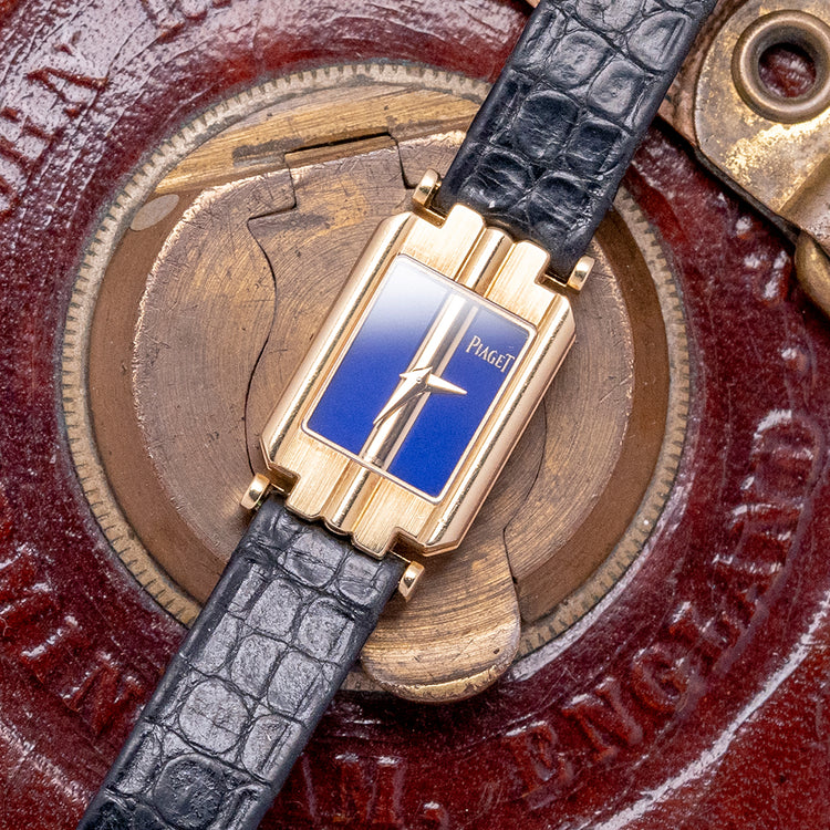 1992 Piaget Polo 18ct Gold Lapis Dial Box & Papers 15213