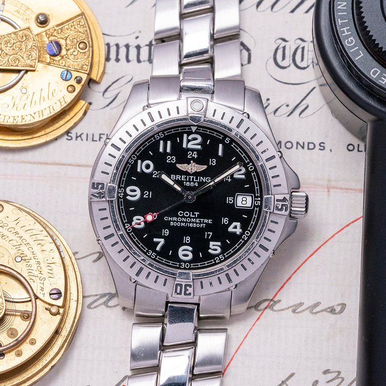 2004 Breitling Colt Quartz Black 38mm A74350 Box & Papers