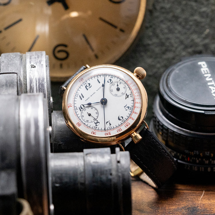 1920s Universal Watch 18ct Gold Monopusher Chronograph 41.5mm