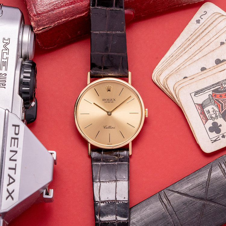 Unpolished 1990 Rolex Cellini 18ct Gold 5112/8 Box & Papers