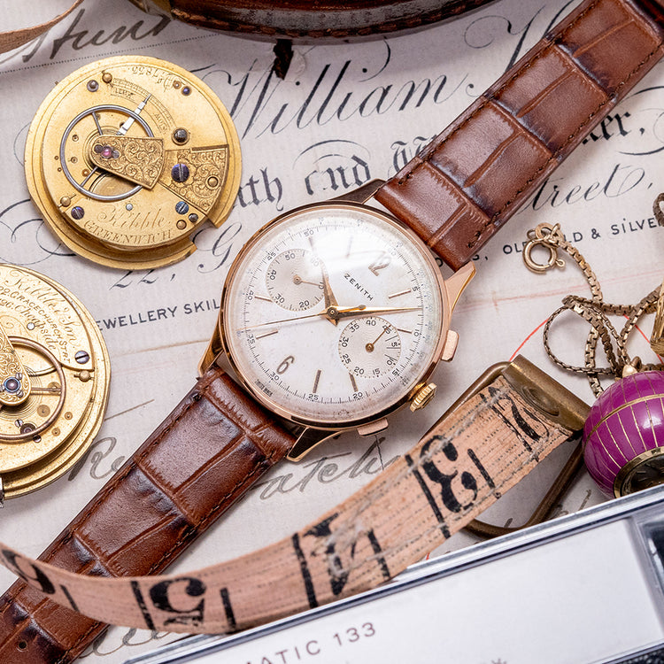 1950s Zenith 'Stellina' 18ct Pink Gold 37mm Oversized 156 D