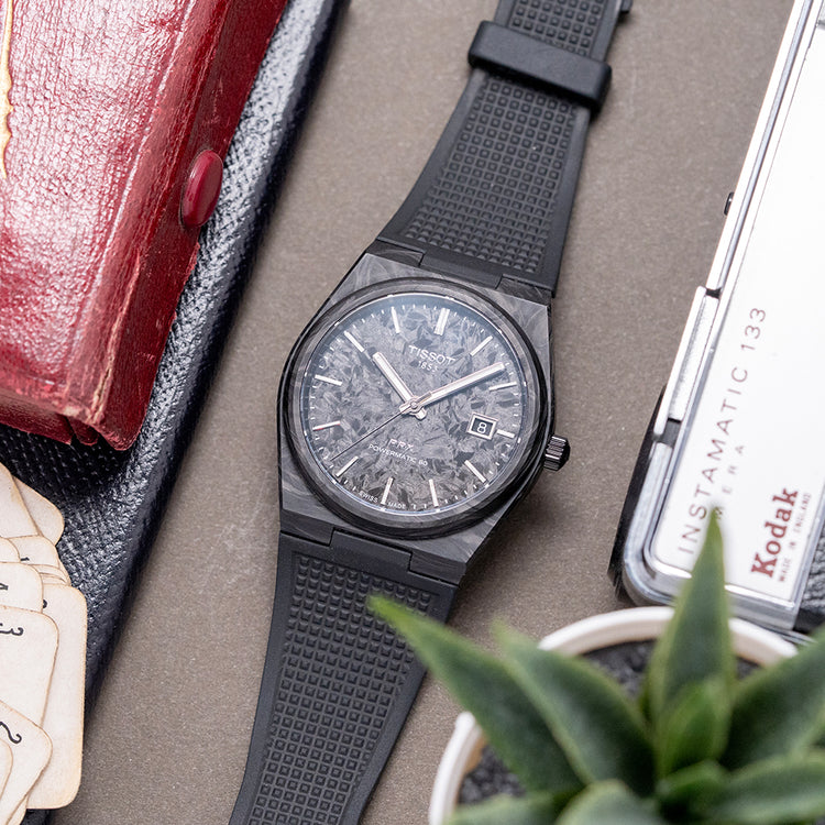 2024 Tissot PRX Black Carbon Automatic 40.5mm on Rubber