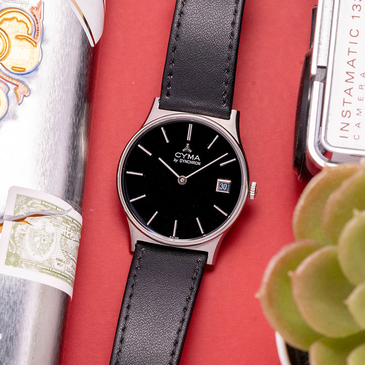 1960s Near New Old Stock CYMA "by Synchron" Black 38.002.53