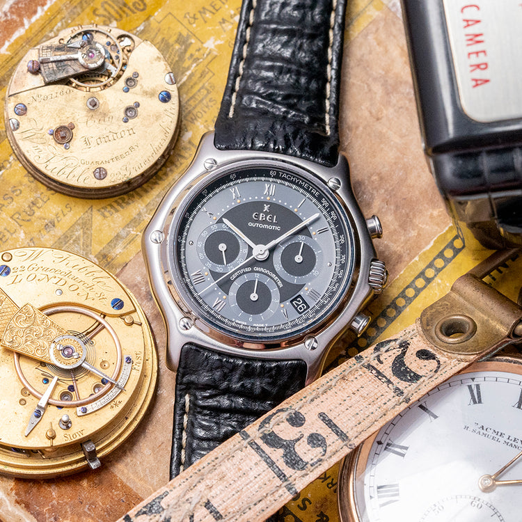 Near NOS 1996 Ebel Le Modulor Chronograph Black 9137241