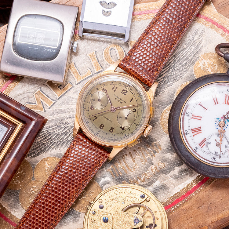 1950s Chronographe Suisse 18ct Gold Landeron 48 36.5mm