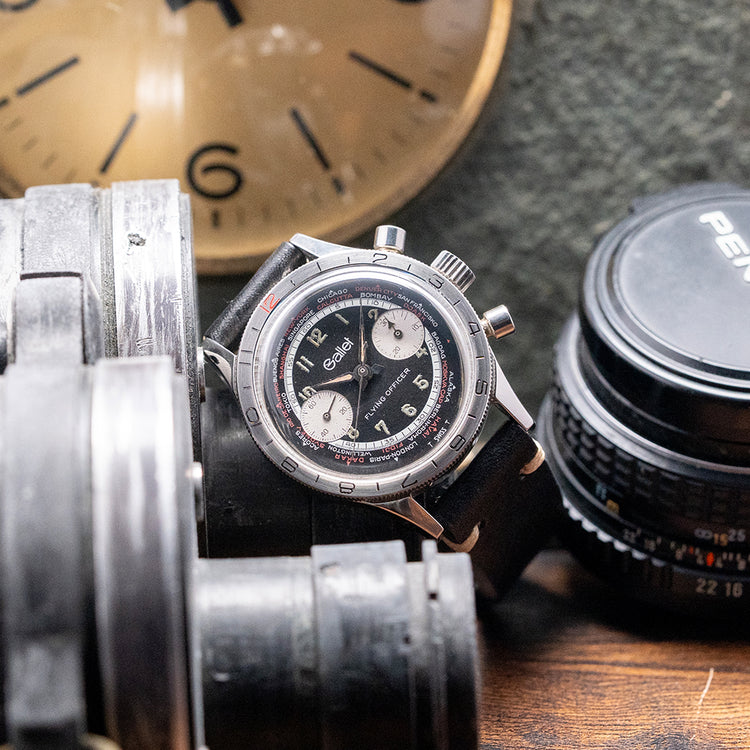 1970s Gallet 'Flying Officer' Black Dial '4th Gen' 36mm