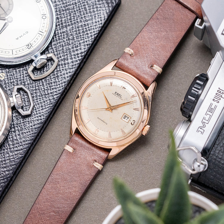 1950s Ebel Automatic Date 18ct Pink Gold Dress Watch 36mm