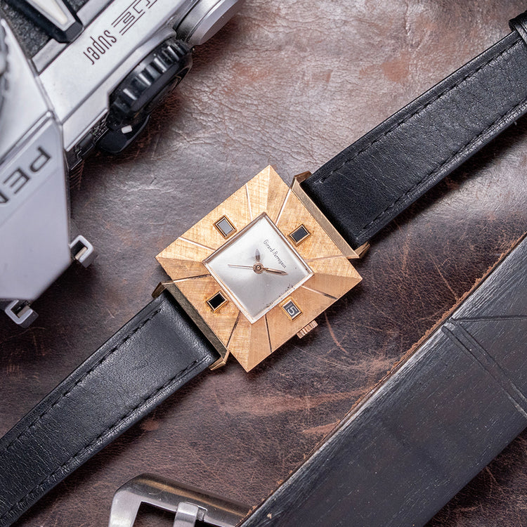 1960s Girard-Perregaux 18ct Pink Gold Square Art Deco Auto