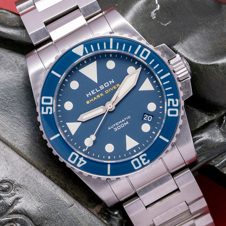 2021 Helson Shark Diver 38 Blue Dial Sapphire Bezel Miyota
