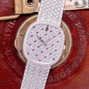 1970s Audemars Piguet "Ellipse" 18ct White Gold Diamond & Ruby Dial