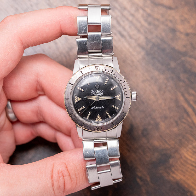 1950s Zodiac Sea Wolf Automatic 35mm on Bracelet 702-916