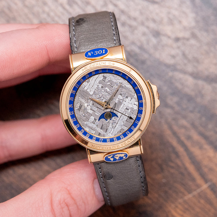 1990s Corum Meteorite Peary Moonphase 18ct Gold Automatic 34mm