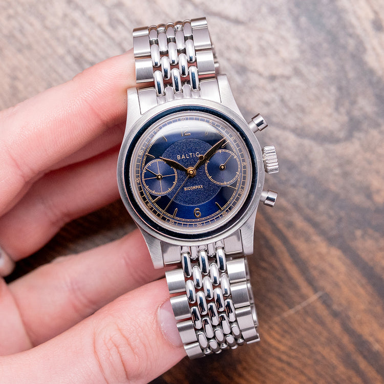 2024 Baltic Bicompax 003 Blue Gilt Chronograph 36.5mm