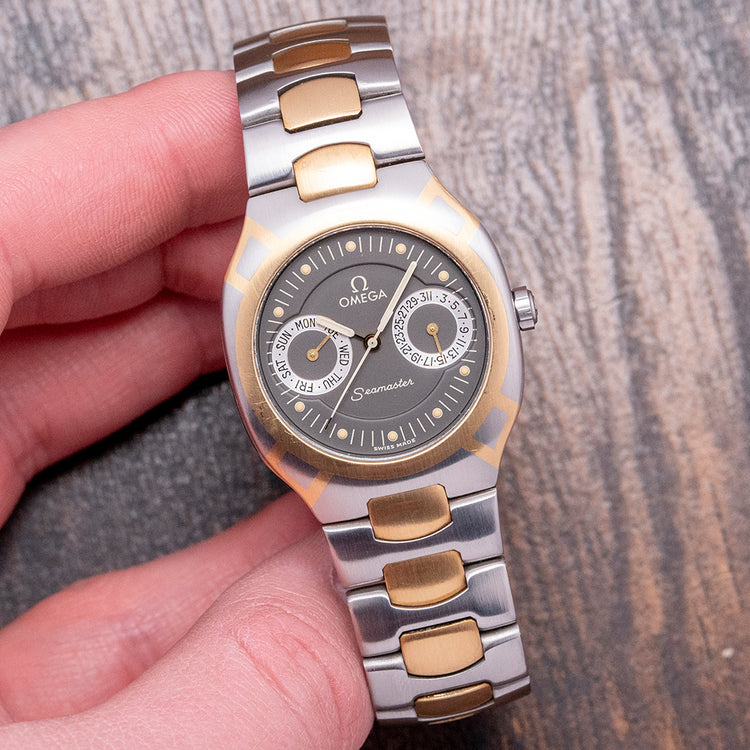 1986 Omega Seamaster Polaris Two-Tone Owl Dial on Bracelet 396.1022