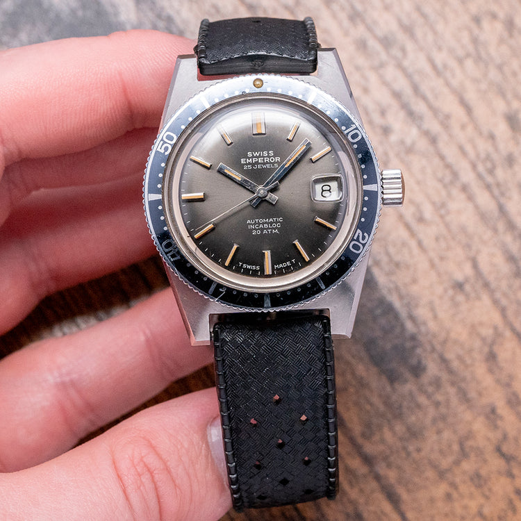 1970s Swiss Emperor Smoke Dial Automatic 38mm Skin Diver