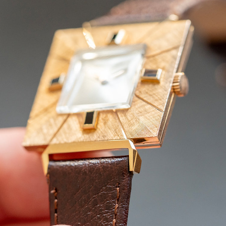 1960s Girard-Perregaux 18ct Pink Gold Square Art-Deco Auto - vault