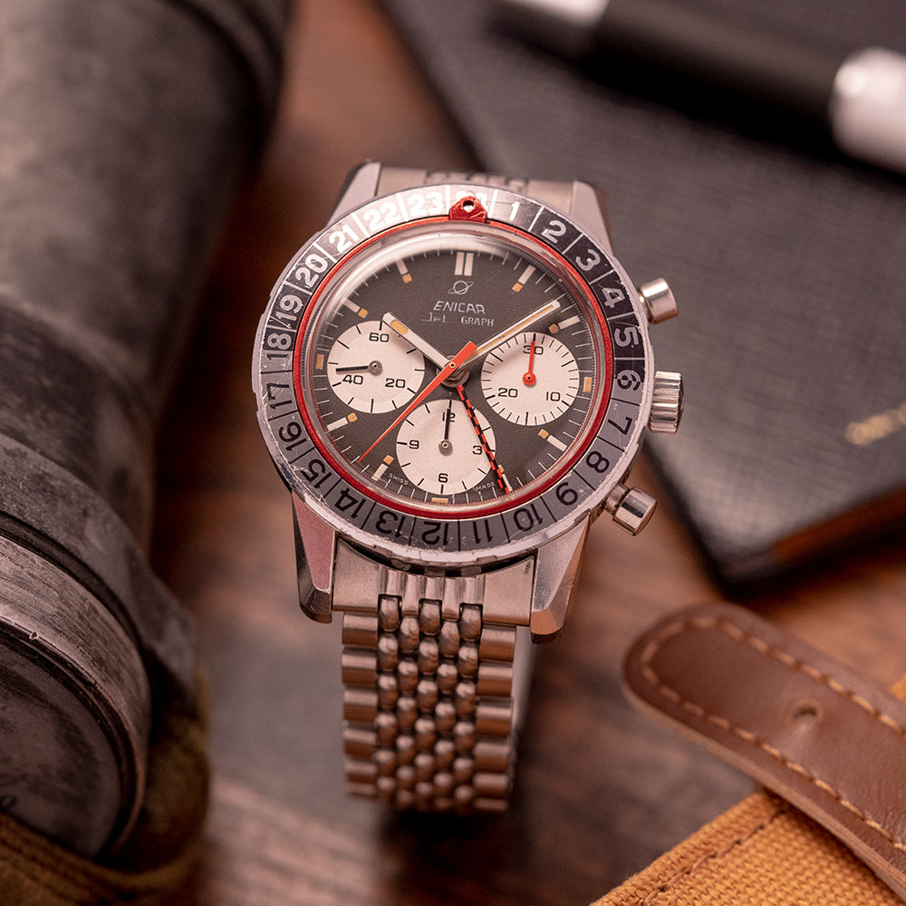 1969 Enicar Jet Graph GMT Chronograph 072-02-02 A