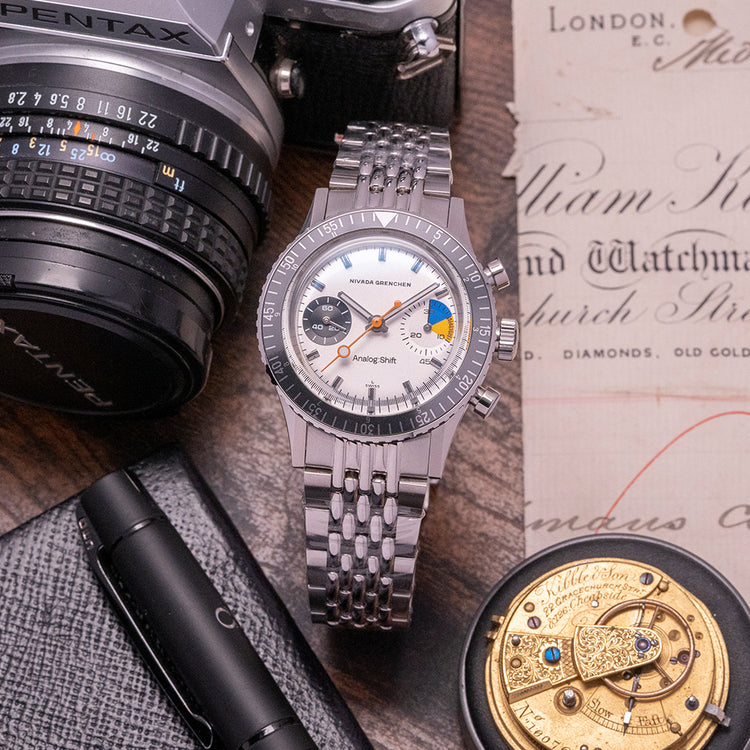 Unworn Nivada Grenchen x Analog:Shift Chronomaster 'Big Eye'