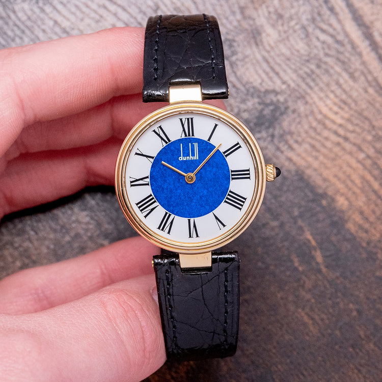 1980s Dunhill .925 Silver "Blue" Dial "Vendôme" 33mm Quartz