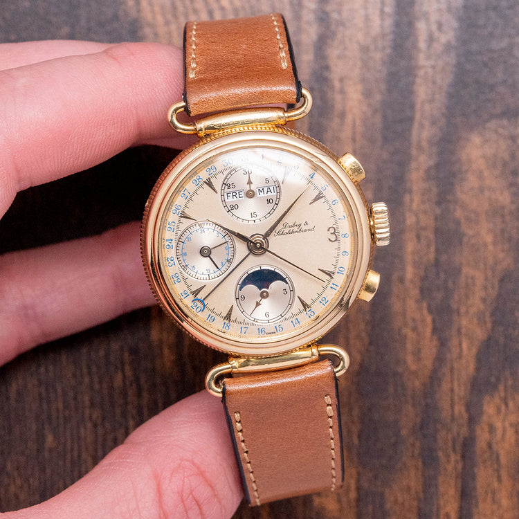 1980s Dubey & Schaldenbrand 18ct Triple Calendar Moonphase Chronograph