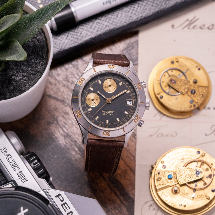 1990s Record "De Luxe" Chronograph 38mm Valjoux 7765
