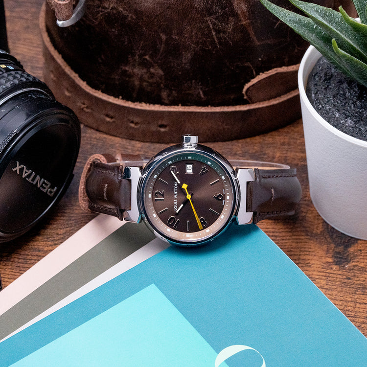 2018 Louis Vuitton Tambour Brown Quartz 34mm Q1311